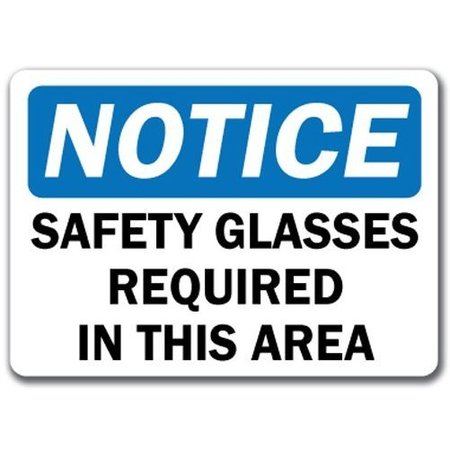 SIGNMISSION Sign-Safety Glasses Required In This Area-10in x 14in OSHA Safety Sign, 14" H, NS-Safety Glasses NS-Safety Glasses